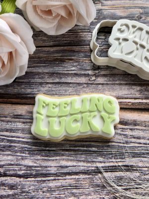 Feeling Lucky Cookie Cutter and Fondant Stamp Embosser, Valentines Day Embosser, Love
