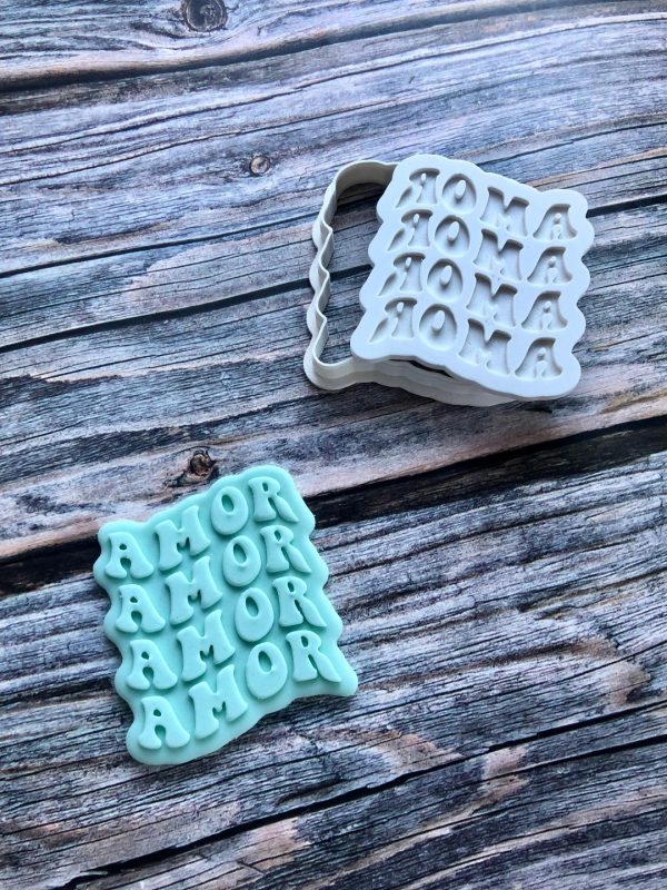 Amor Cookie Cutter and Fondant Stamp Embosser, Valentines Day Embosser, Love, Valentine's