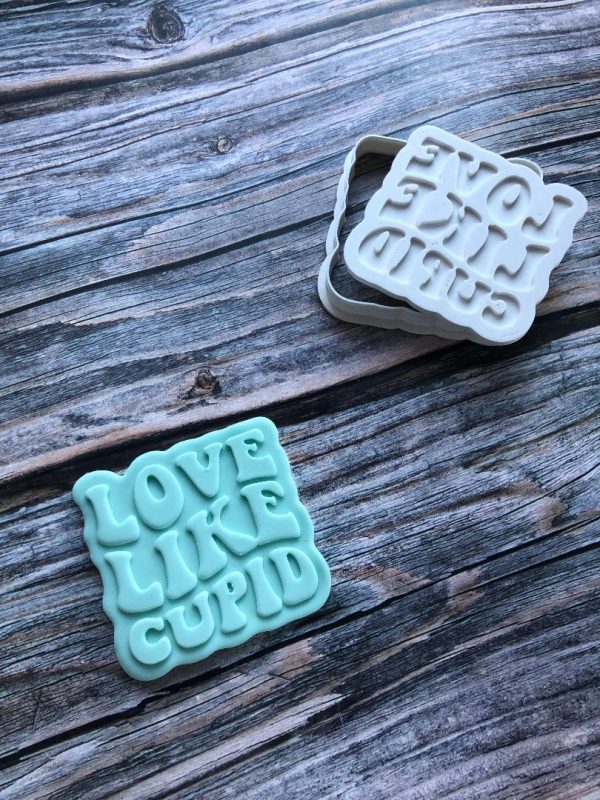 Love Like Cupid Cookie Cutter and Fondant Stamp Embosser, Valentines Day Embosser, Love