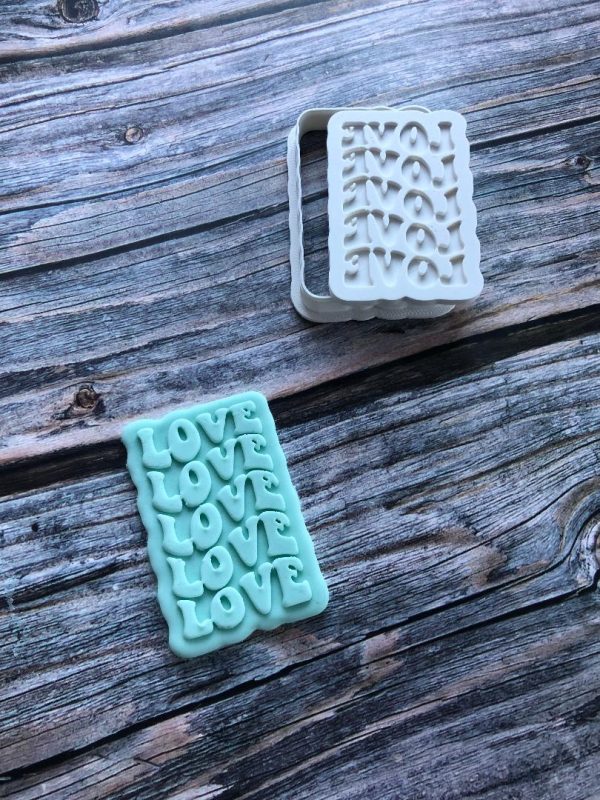 Love Love Love Cookie Cutter and Fondant Stamp Embosser, Valentines Day Embosser