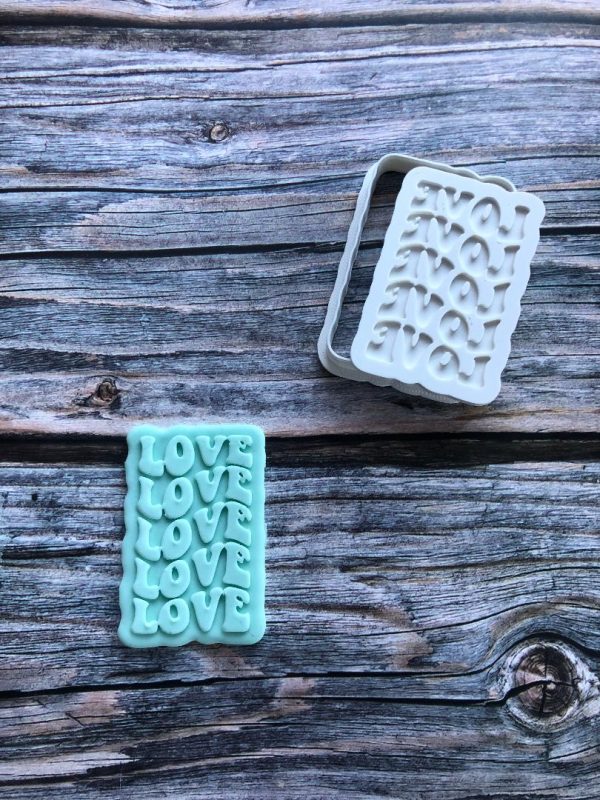 Love Love Love Cookie Cutter and Fondant Stamp Embosser, Valentines Day Embosser