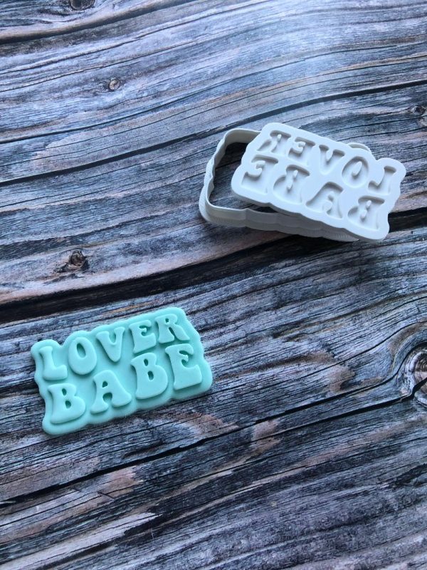 Lover Babe Cookie Cutter and Fondant Stamp Embosser, Valentines Day Embosser, Love