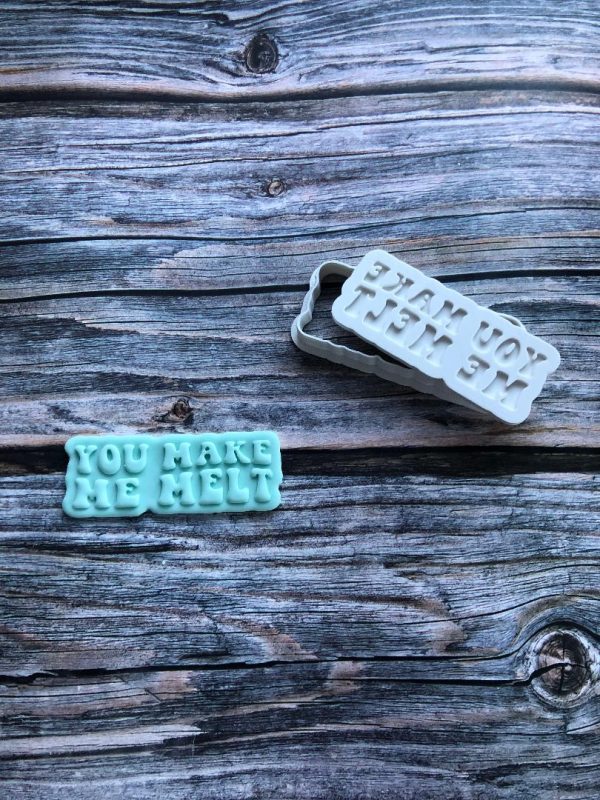 You Make Me Melt Cookie Cutter and Fondant Stamp Embosser, Valentines Day Embosser, Love