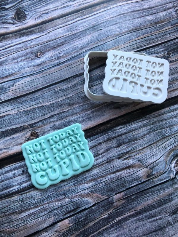 not today cupid 2 Not Today Cupid Cookie Cutter and Fondant Stamp Embosser, Valentines Day Embosser, Galentines, Palentines