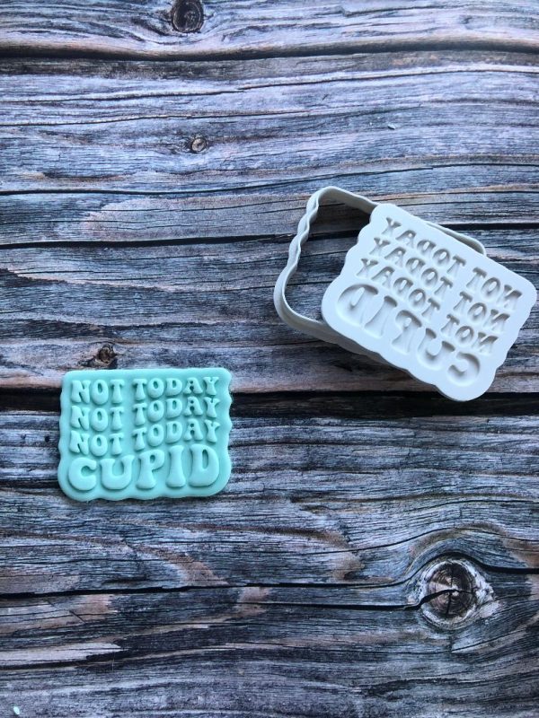 not today cupid Not Today Cupid Cookie Cutter and Fondant Stamp Embosser, Valentines Day Embosser, Galentines, Palentines