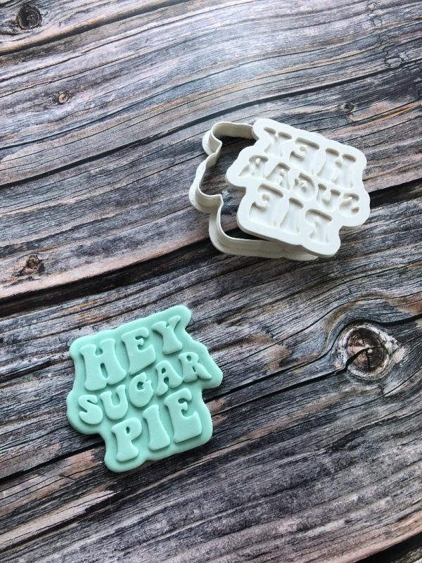 Hey Sugar Pie Cookie Cutter and Fondant Stamp Embosser, Valentines Day Embosser, Love, Hugs and Kisses