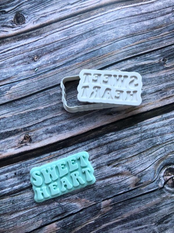 Sweet Heart Cookie Cutter and Fondant Stamp Embosser, Valentines Day Embosser