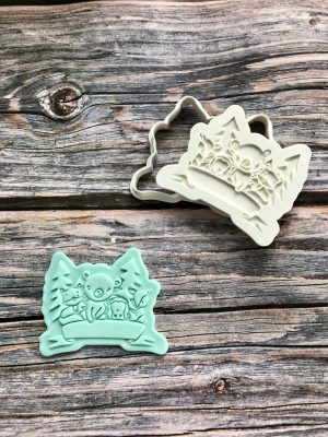 Woodland Animals Cookie Cutter and Fondant Stamp Embosser, Hedgehog, Fox, Trees, Animal Embosser, Animal Sign, Animal Placard