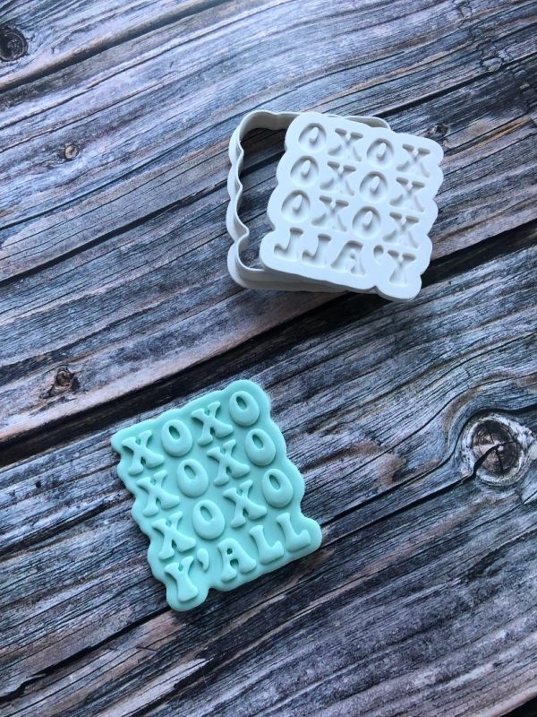 xoxo yall 2 XOXO Y'all Cookie Cutter and Fondant Stamp Embosser, Valentines Day Embosser, Love, Hugs and Kisses