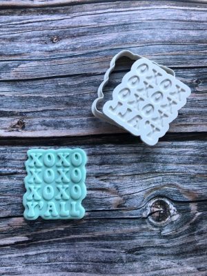 XOXO Y'all Cookie Cutter and Fondant Stamp Embosser, Valentines Day Embosser, Love, Hugs and Kisses