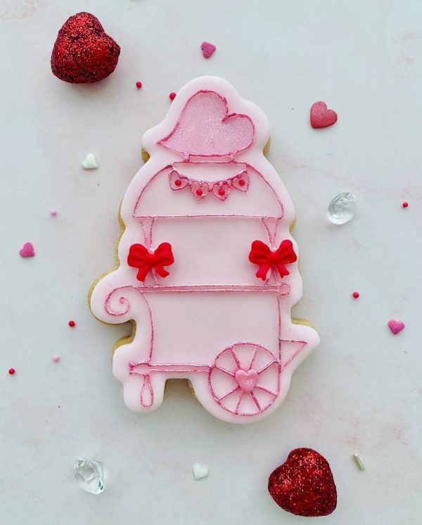 Heart Cart Cookie Cutter and Fondant Stamp Embosser, Valentines, Romantic, Wedding, Engagement