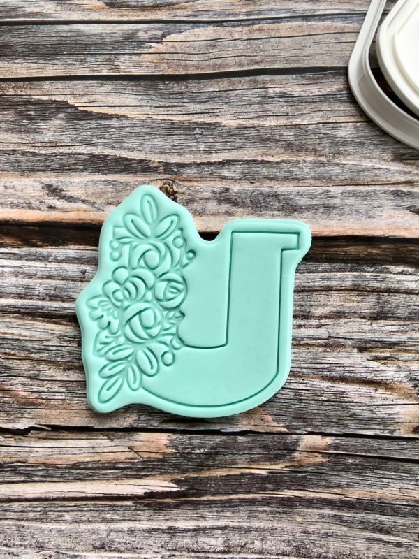 Letter U Cookie Cutter and Fondant Stamp, Floral U, Mum, Mother’s Day, Alphabet, Letters