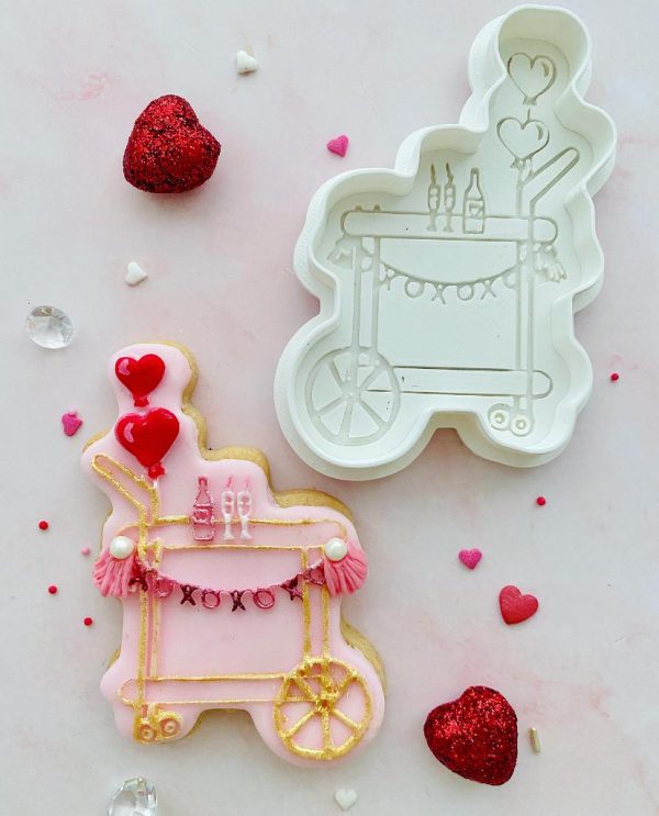 4540e5ba-54c4-4669-97b5-06deba4b48e8 Heart Trolley Cookie Cutter and Fondant Stamp Embosser, Valentines, Romantic, Wedding, Engagement