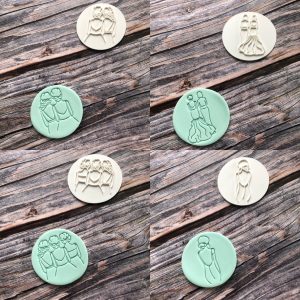 Set of 4 Wedding Cookie Stamps, Bride, Mother of the Bride, Bridesmaids, Maid of Honour