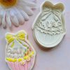 Easter Basket Cookie Cutter and Fondant Stamp, Easter, Pretty Basket, Easter Hamper, Bow Basket