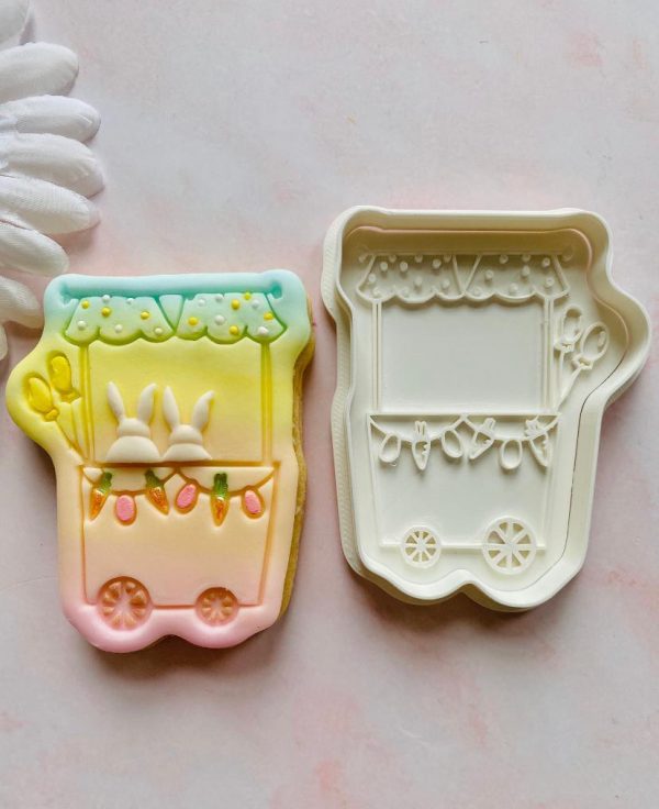 Easter cART cUTTER Easter Cart Cookie Cutter and Fondant Stamp, Easter, Easter Stall, Easter Trolley