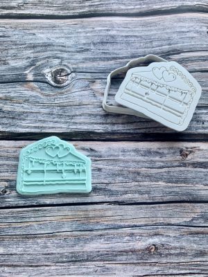 Heart Cake Cookie Cutter and Fondant Stamp Embosser, Valentines, Love Heart