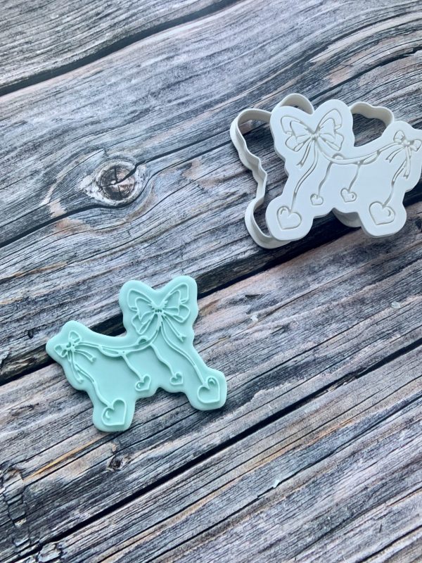 IMG_2640 Heart Ribbon Cookie Cutter and Fondant Stamp Embosser, Valentines, Romantic, Wedding, Engagement, Bow
