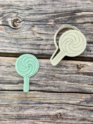 Lollipop Cookie Cutter and Fondant Stamp Embosser, Lolly, Candy, Two Sweet