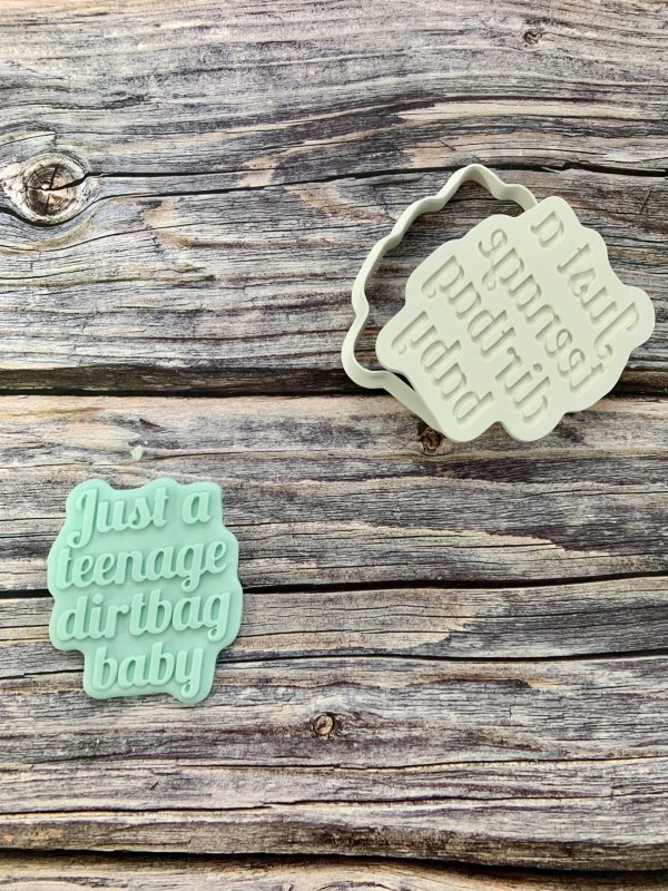 Just A Teenage Dirtbag Baby Cookie Cutter and Fondant Stamp Embosser, Teenager, Birthday