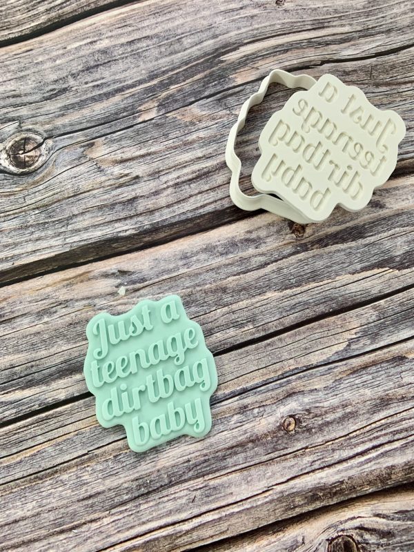 Just A Teenage Dirtbag Baby Cookie Cutter and Fondant Stamp Embosser, Teenager, Birthday