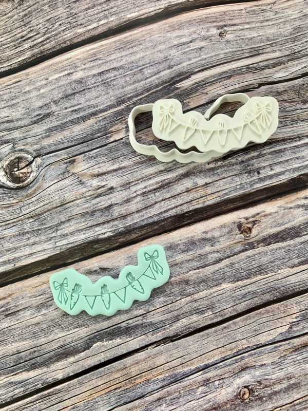 Easter Bunting Cookie Cutter and Fondant Stamp, Easter, Easter Decoration, Carrots, Carrot Bunting
