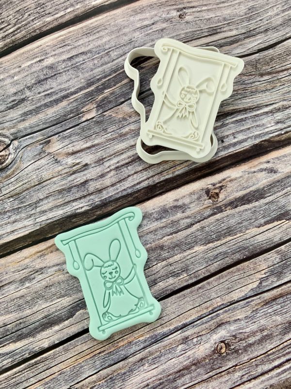 Rabbit Swing Cookie Cutter and Fondant Stamp, Easter, Easter Swing, Bunny