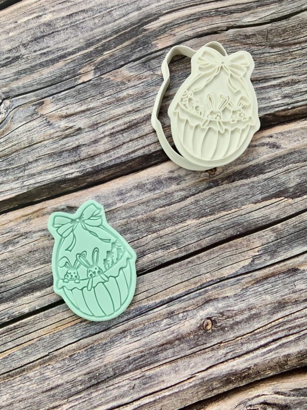 Easter Basket Cookie Cutter and Fondant Stamp, Easter, Pretty Basket, Easter Hamper, Bow Basket