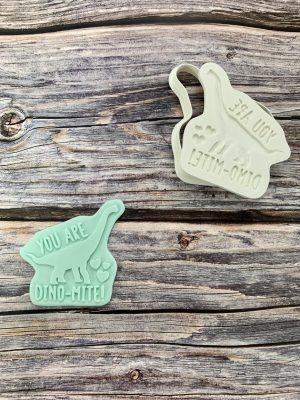 You Are Dino-Mite Cookie Cutter and Fondant Stamp Embosser, Valentines, Love, Dinosaur