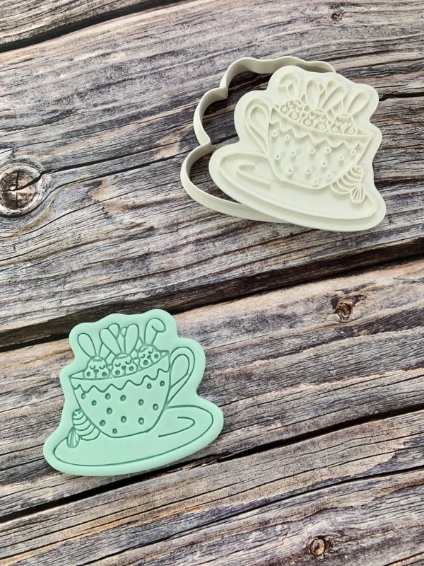 IMG_2726 Easter Tea Cup Cookie Cutter and Fondant Stamp, Easter, Easter Tea Party, Cup and Saucer, Alice in Wonderland