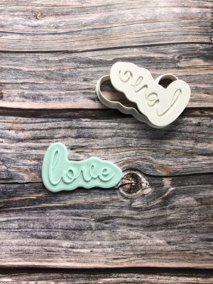 Love Cookie Cutter and Fondant Stamp Embosser, Valentines Day Embosser, I Love You, Engagement, Wedding