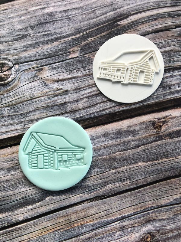 Log Cabin Cookie Stamp, Skiing, Winter, Cute Cabin, Wooden Hut