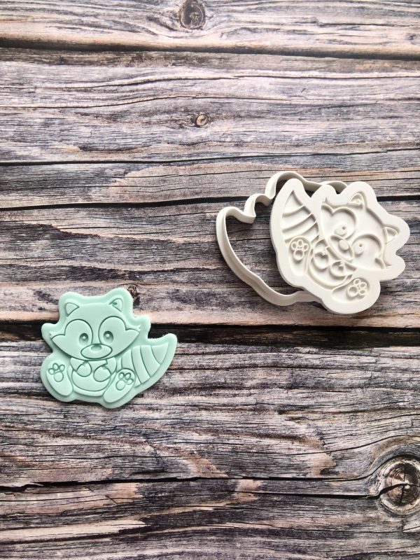 Raccoon Cookie Cutter and Fondant Stamp Embosser, Cute Animal, Woodland Animal