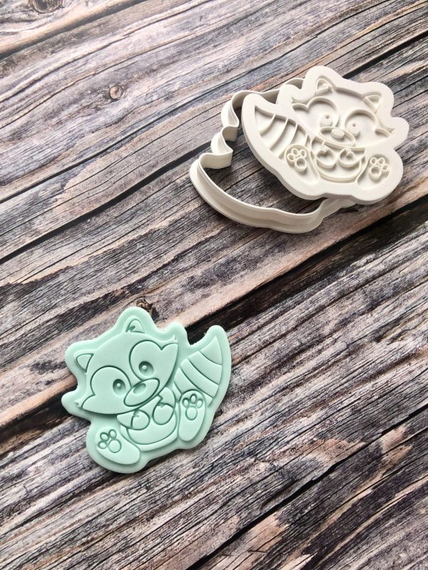 Raccoon Cookie Cutter and Fondant Stamp Embosser, Cute Animal, Woodland Animal