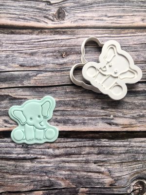 Elephant Cookie Cutter and Fondant Stamp Embosser, Zoo Animal, Circus Animal, Safari