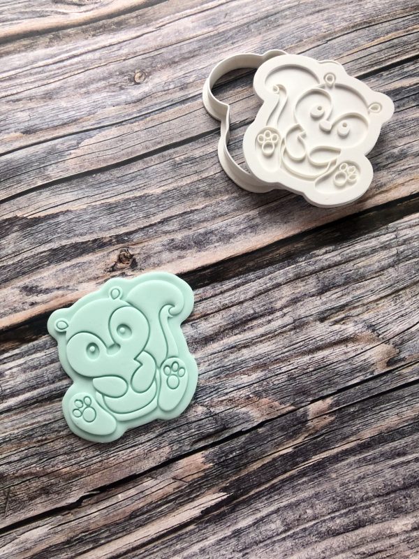 Squirrel Cookie Cutter and Fondant Stamp Embosser, Woodland Animal, Acorn
