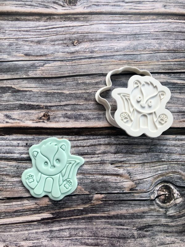 IMG_6626 Skunk Cookie Cutter and Fondant Stamp Embosser, Woodland Animal, Cute Skunk
