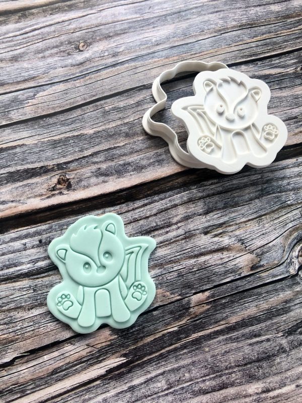 IMG_6627 Skunk Cookie Cutter and Fondant Stamp Embosser, Woodland Animal, Cute Skunk