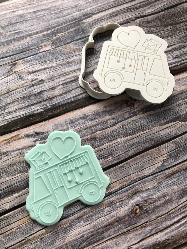 IMG_6663 Love Van Cookie Cutter and Fondant Stamp Embosser, Valentines, Love Cart, Sweet Love, Heart Ice Cream