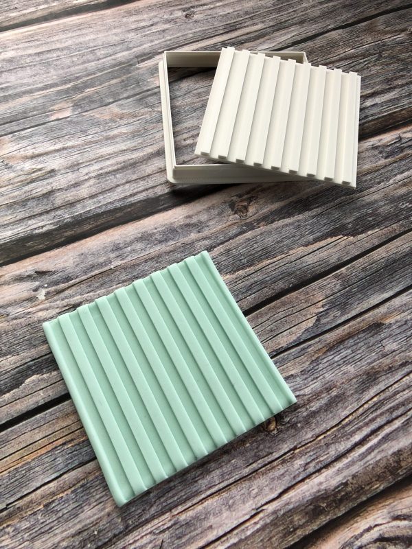 IMG_6667 Stripe Pattern Fondant Stamp Embosser with Matching Square Cookie Cutter, Lines