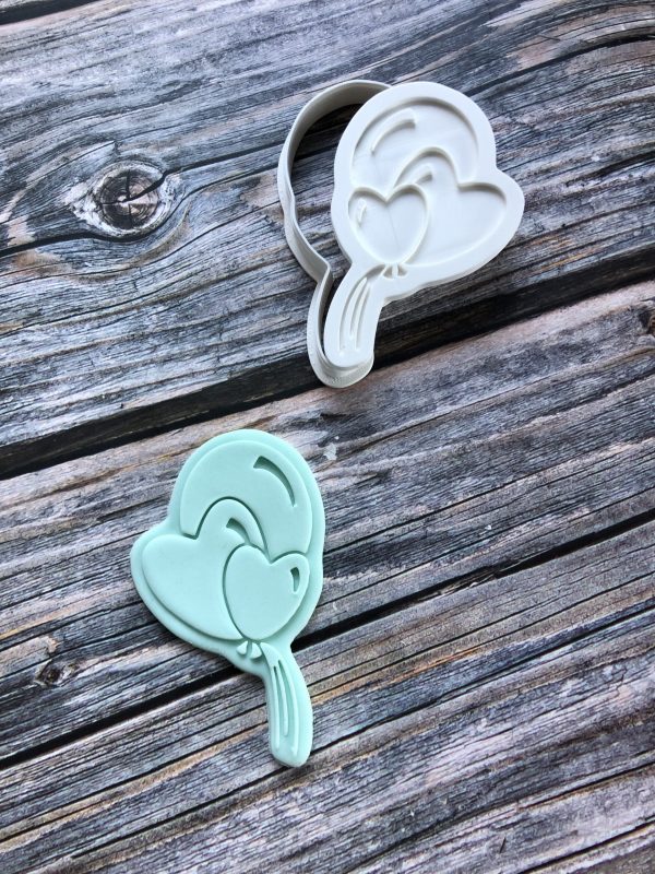 IMG_6888 Heart Balloons Cookie Cutter and Fondant Stamp Embosser, Valentines Day Embosser, Love, Engagement, Wedding, Birthday, Love Is In The Air