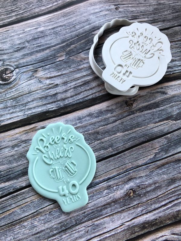 IMG_6893 Cheers and Beers to Forty Years Cookie Cutter and Fondant Stamp Embosser, 40, 40th