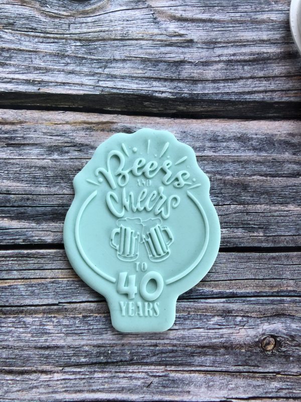 IMG_6894 Cheers and Beers to Forty Years Cookie Cutter and Fondant Stamp Embosser, 40, 40th