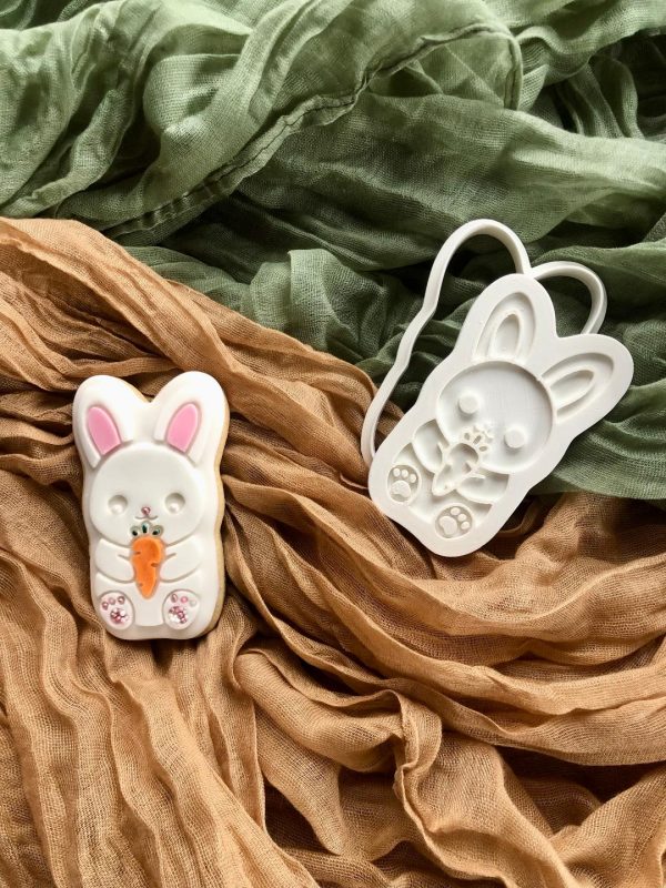 bunny with carrot Bunny Rabbit Cookie Cutter and Fondant Stamp Embosser, Easter Bunny, Cute Bunny, Cute Rabbit, Rabbit With Carrot