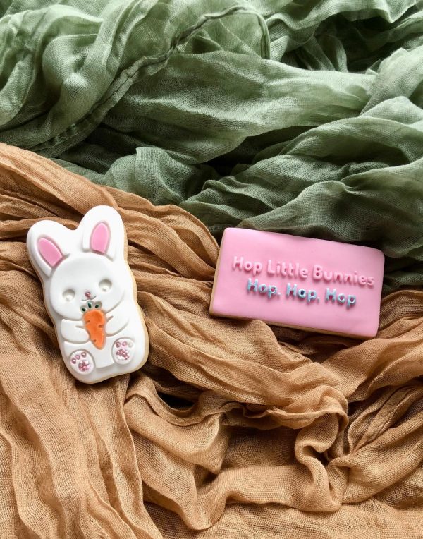 bunny with carrot and hop Bunny Rabbit Cookie Cutter and Fondant Stamp Embosser, Easter Bunny, Cute Bunny, Cute Rabbit, Rabbit With Carrot