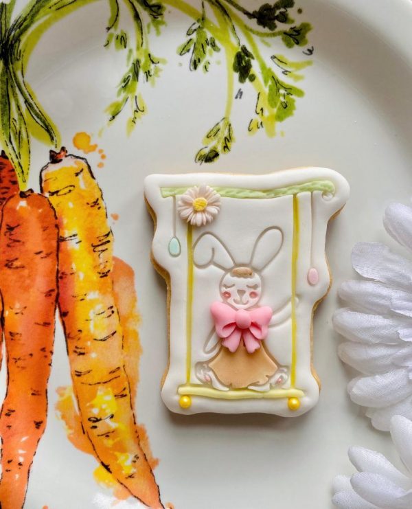 Rabbit Swing Cookie Cutter and Fondant Stamp, Easter, Easter Swing, Bunny