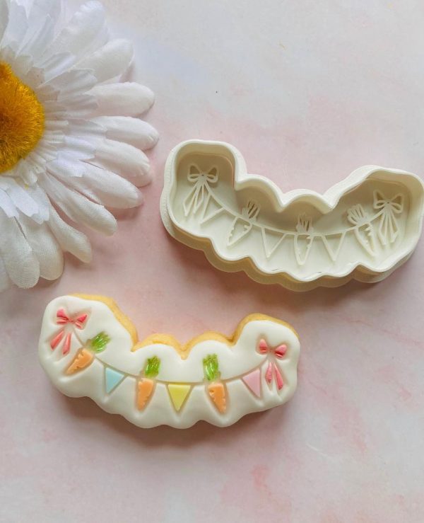 Easter Bunting Cookie Cutter and Fondant Stamp, Easter, Easter Decoration, Carrots, Carrot Bunting