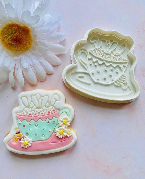 easter teacup cutter Easter Tea Cup Cookie Cutter and Fondant Stamp, Easter, Easter Tea Party, Cup and Saucer, Alice in Wonderland