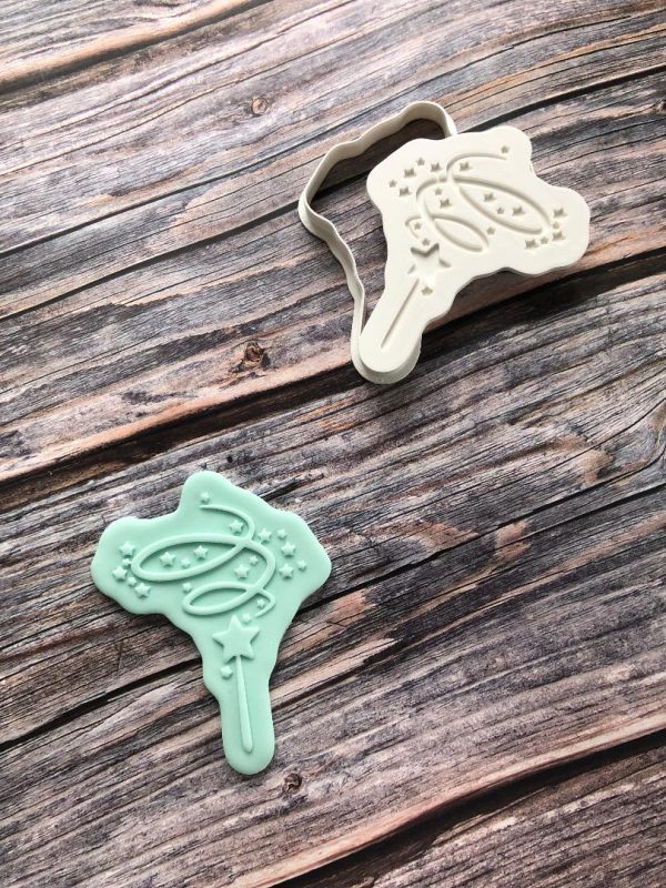 wand Magic Wand Cookie Cutter and Fondant Stamp Embosser, Fairy Wand, Princess Wand