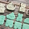 Easter Train Set Cookie Cutters and Fondant Stamp Embossers, Easter, Bunny, Chick, Egg, Train, Carriage